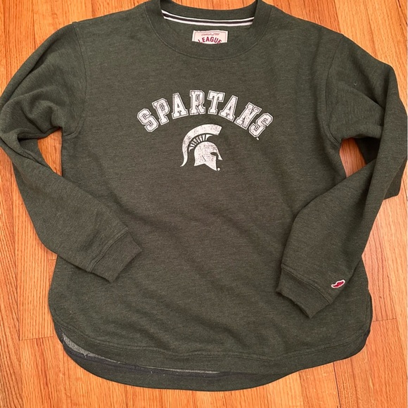 Michigan State Spartans Logo Sweatshirt Adult M Green Crewneck #j6 - Picture 1 of 8